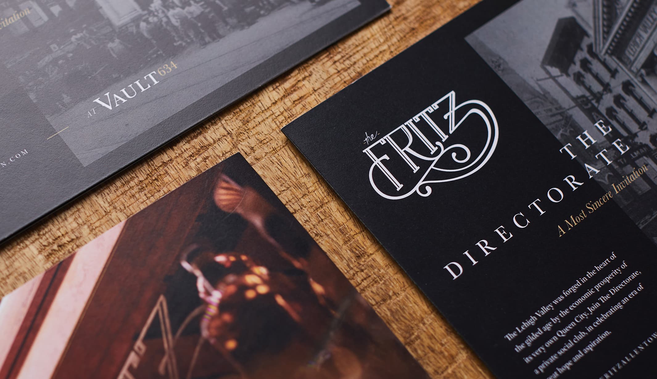Graphic design for The Fritz, the speakeasy below Vault 634