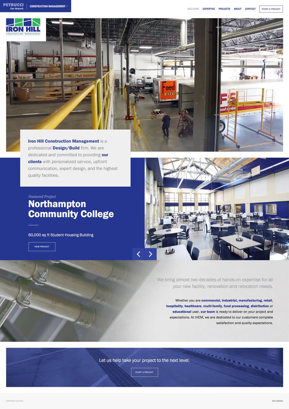 Website design for Iron Hill Construction Management
