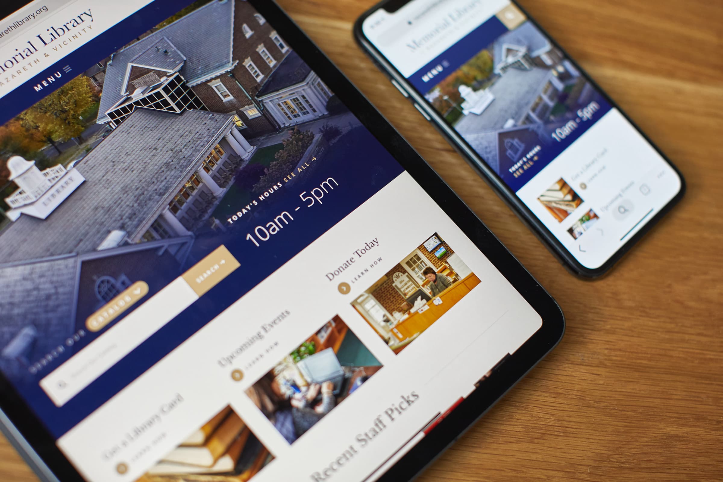 Feature-rich website design for Nazareth Library