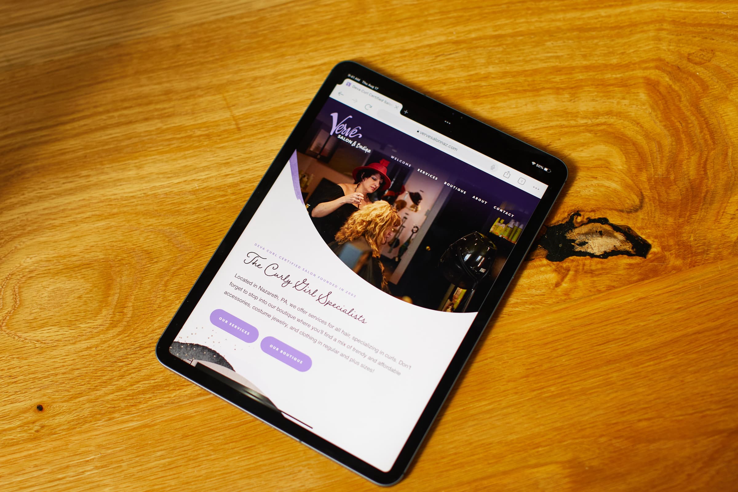 Website design for Verve Salon