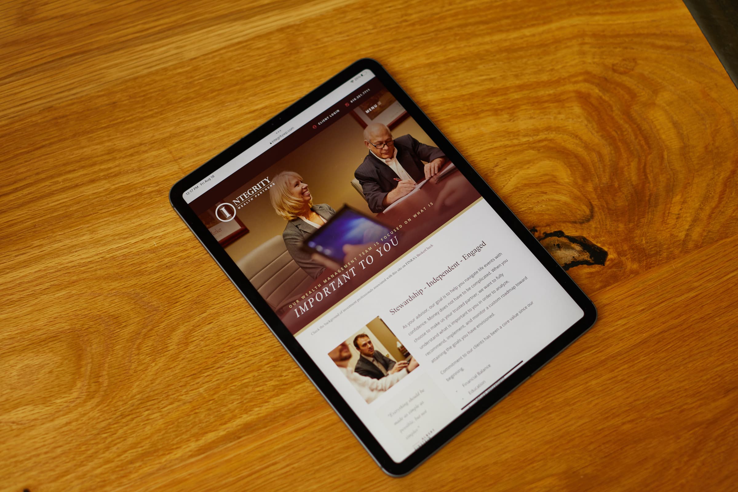 Responsive website design for Integrity Wealth Partners