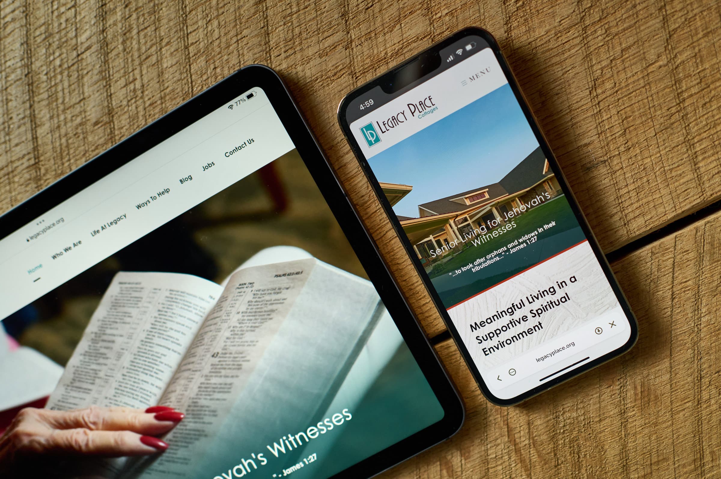 Mobile-friendly website for Legacy Place Cottages