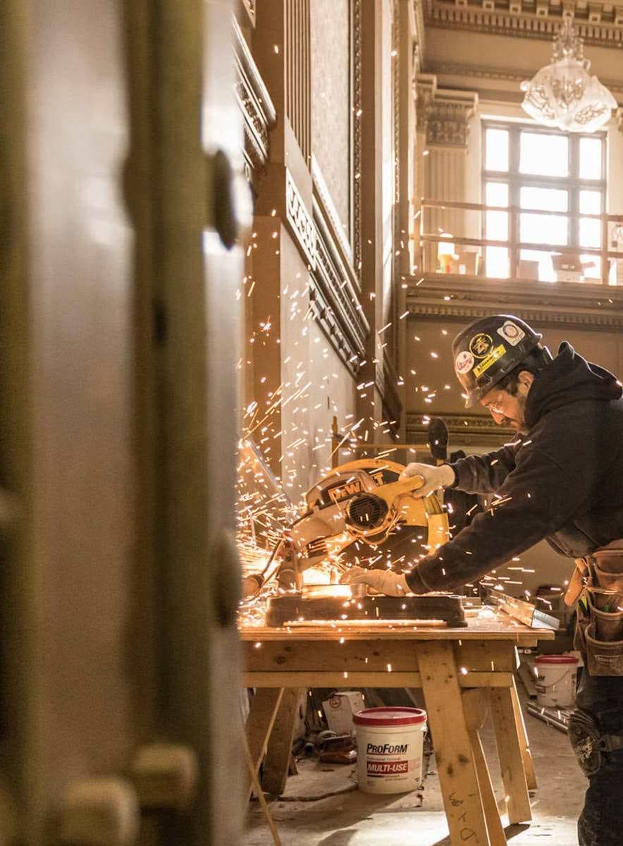 Images during the construction phase at Vault 634