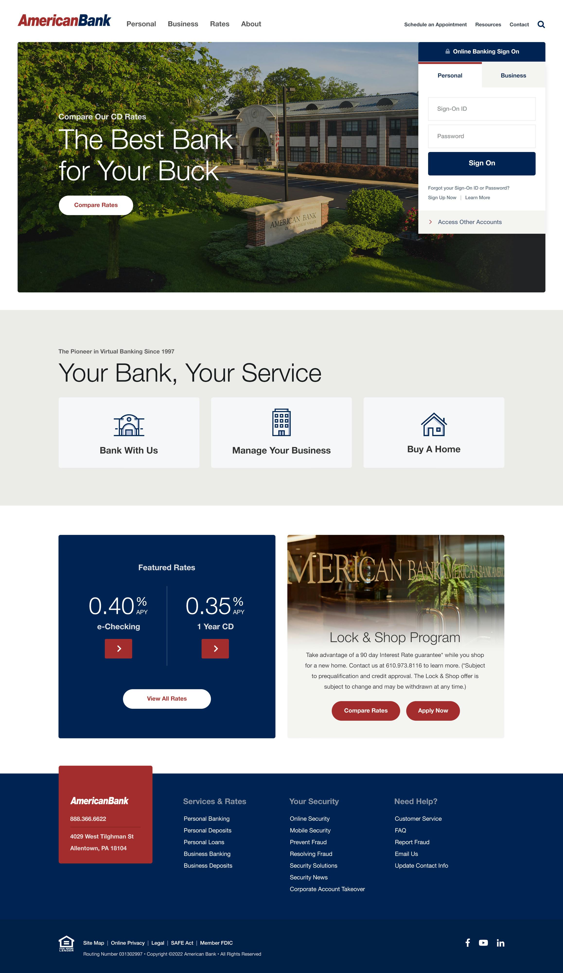 American Bank Homepage Design
