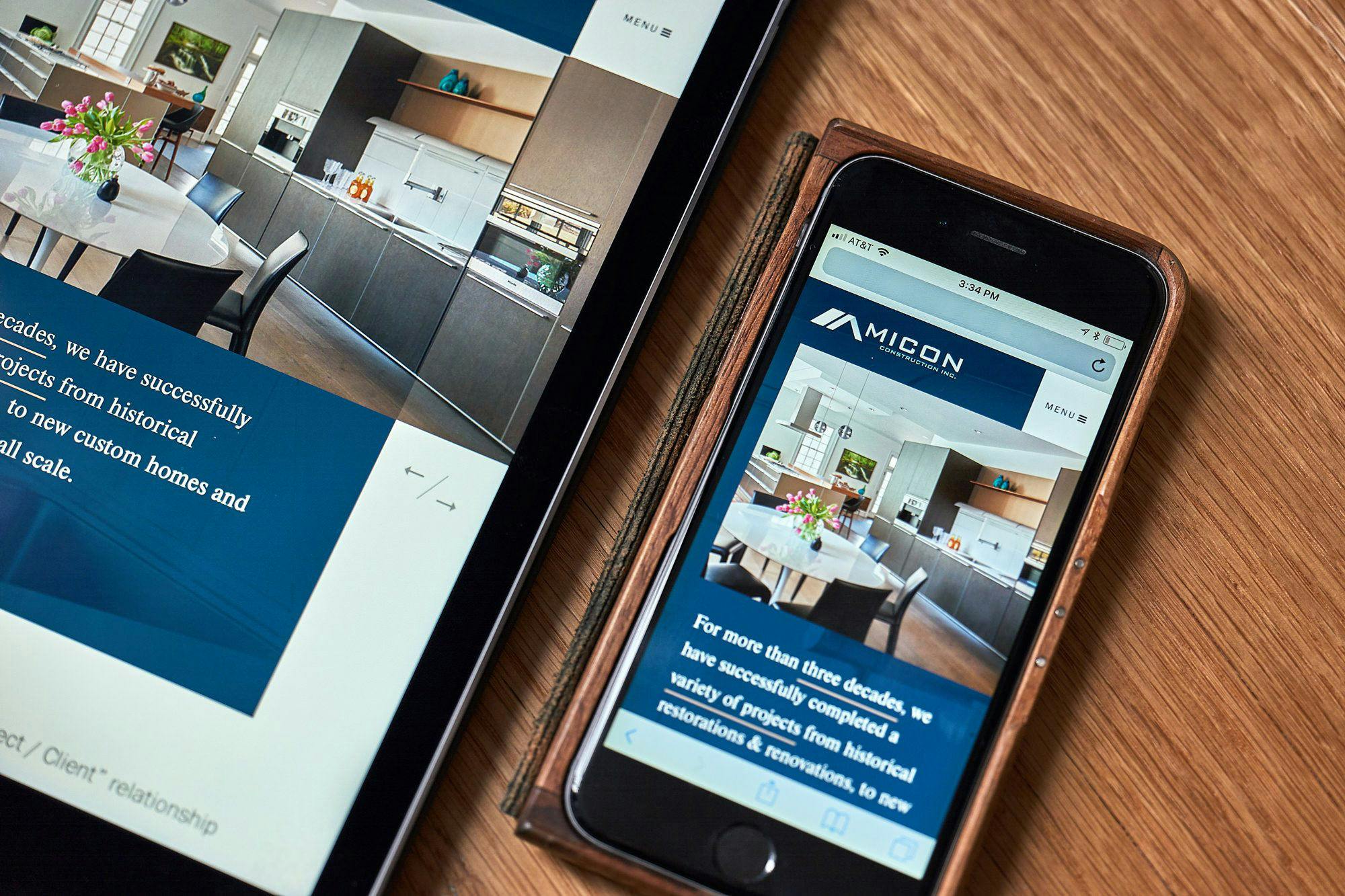 Responsive website design for Micon Construction