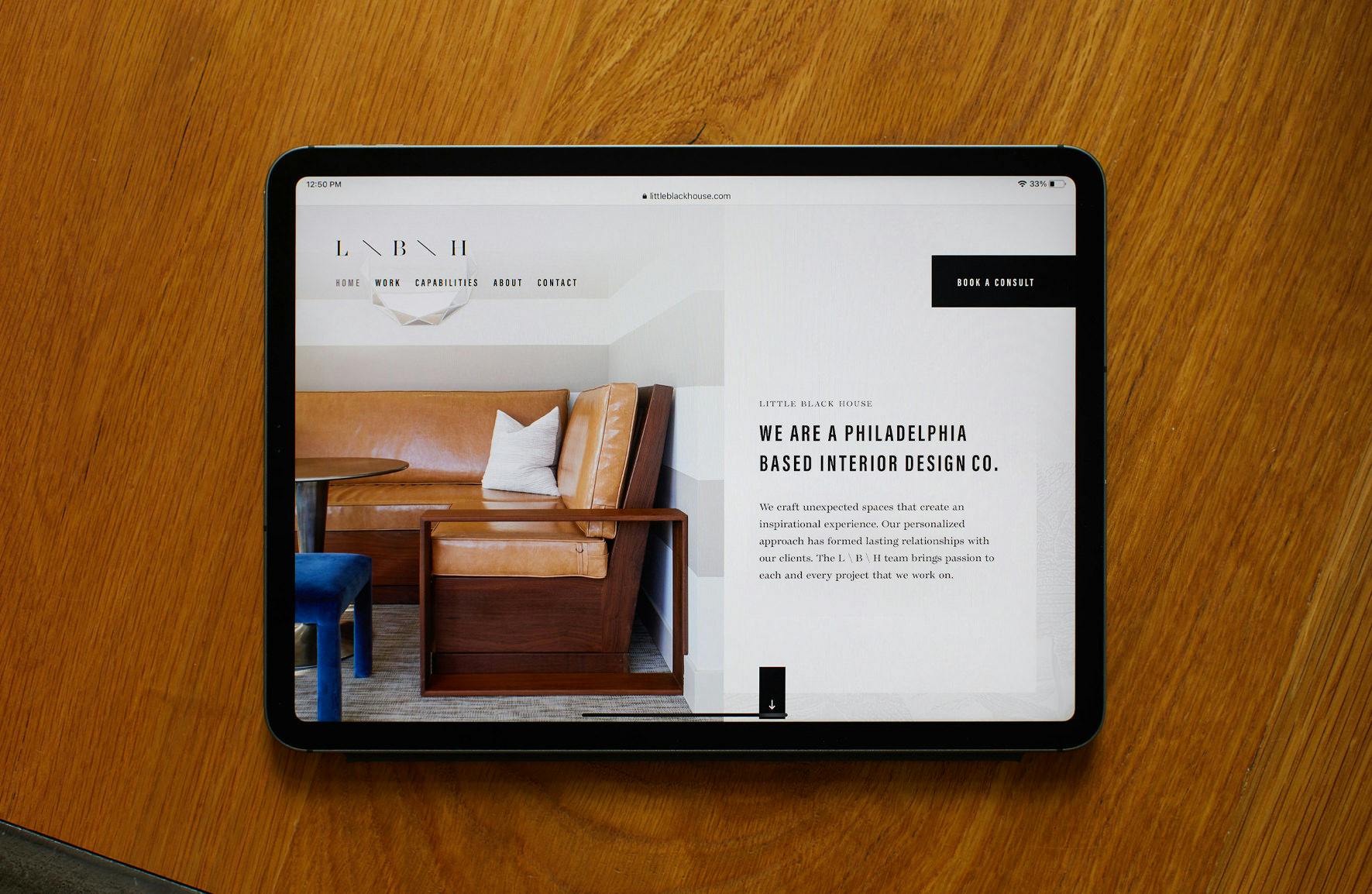 Tablet view of custom website design